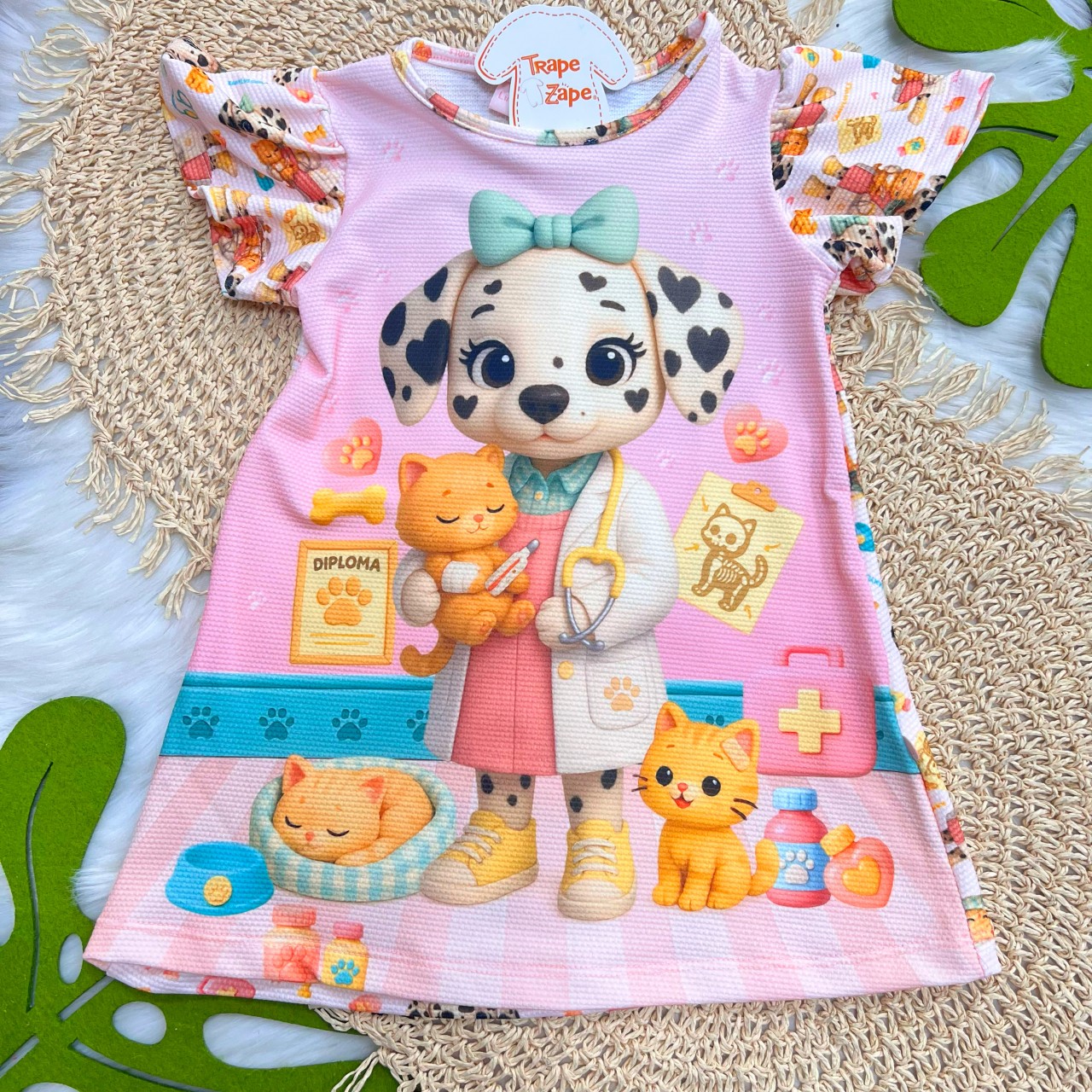  Vestido Futura Veterinária Cãozinho Rosa 